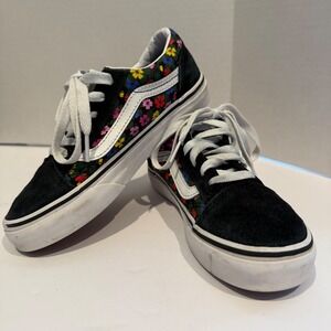 Vans Old Skool Floral Black Sneakers Kids US 1.5 Low Top Shoes